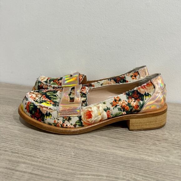 MSGM Floral-Print Canvas Slip On Loafers Flat Multicolor Women's Size EU 40 - Picture 1 of 6